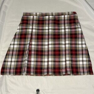 Lands End Plaid Pleated Skirt Girls 12 Red Tartan School Uniform
